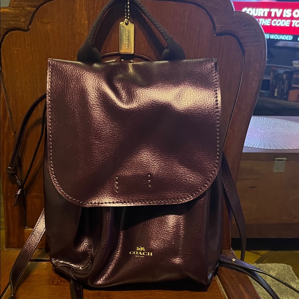 Coach Metallic Plum Backpack - Picture 9 of 9